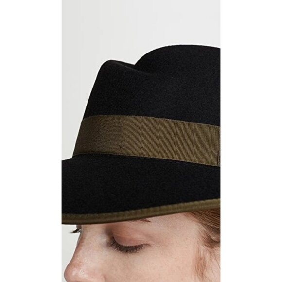 NWT Rag & Bone Zoe Fedora Wide Brim Wool Felt Hat Ribbon Band Black Wool NEW - Picture 4 of 7